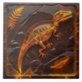 Amber Ceramic Dinosaur Fossil Tiles Kakelplatta