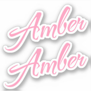 Amber Decorative Namn i Rosa x2-fästare Klistermärken