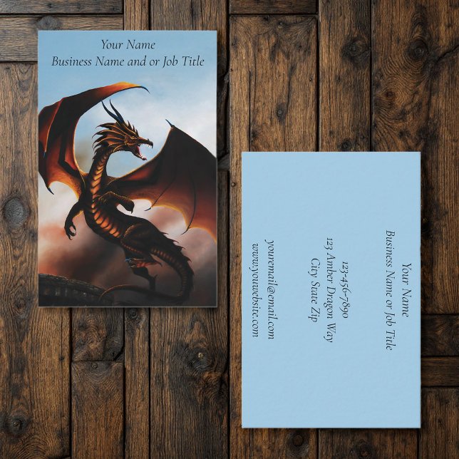Amber Dragon Fantasy Visitkort (Skapare uppladdad)