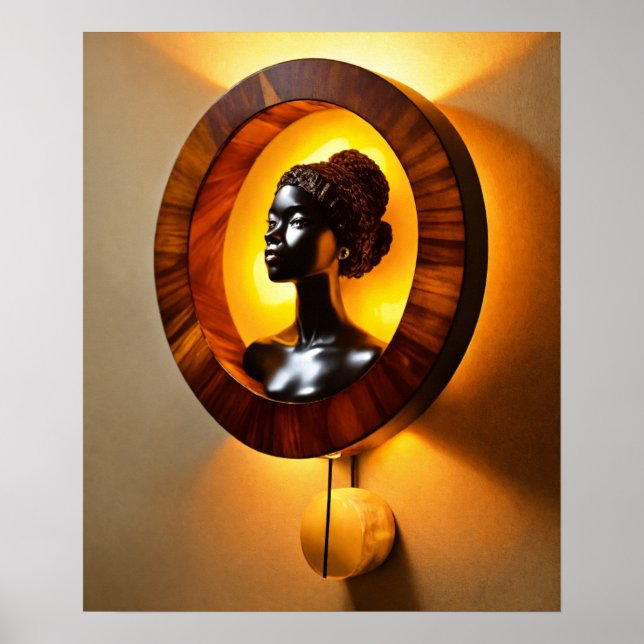 "Amber Elegance: Wall Sconce med Chignon Poster (Framsidan)
