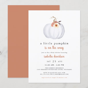 Amber - En liten Pumpkin Rustic Fall Baby Shower Inbjudningar