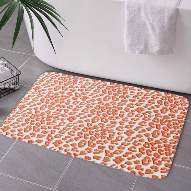 Amber Färg och White Leopard Skriv ut Badrumsmatta (Amber Color and White Leopard Print Bath Mat by Looly Elzayat
)