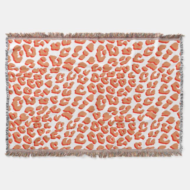 Amber Färg och White Leopard Skriv ut Filt (Framsidan)