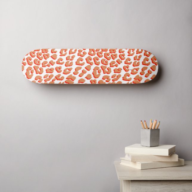 Amber Färg och White Leopard Skriv ut Mini Skateboard Bräda 18,5 Cm (Väggkonst (Horz))