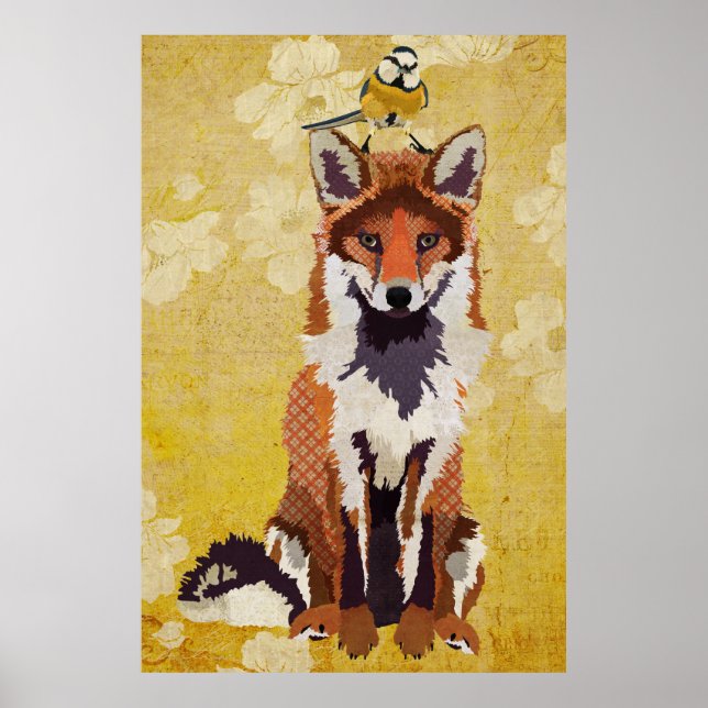 Amber Fox & Little Bird Art Poster (Framsidan)