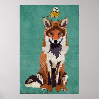 Amber Fox & Little Bird Art Poster