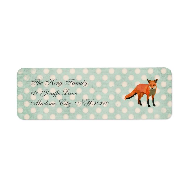 Amber Fox Polkadot-adressetikett Returadress Etikett (Framsidan)
