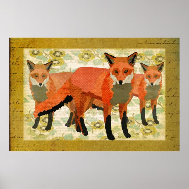 Amber Foxes Art Poster (Framsidan)