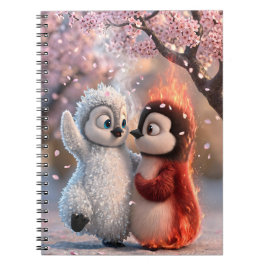 Amber & Frosty Cherry Blossom Penguin Notebook Anteckningsbok