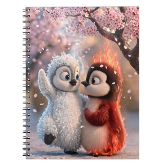 Amber & Frosty Cherry Blossom Penguin Notebook Anteckningsbok