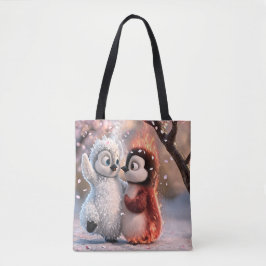 Amber & Frosty Cute Penguin Tote Bag Tygkasse