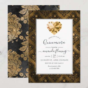 Amber Gemstone Quinceañera Inbjudningar