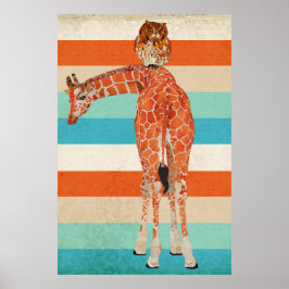 Amber Giraffe & Uggla Art Poster