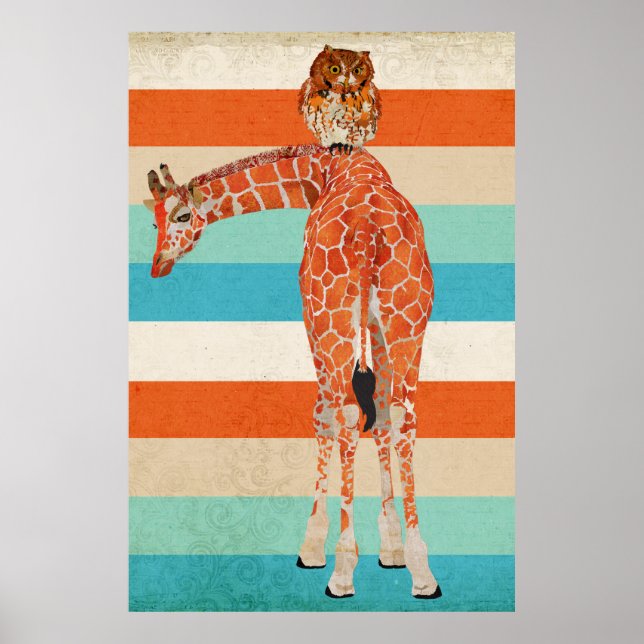 Amber Giraffe & Uggla Art Poster (Framsidan)