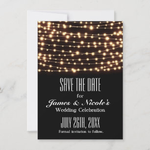 Amber Glow Strängljus Save The Date-kort Spara Datumet