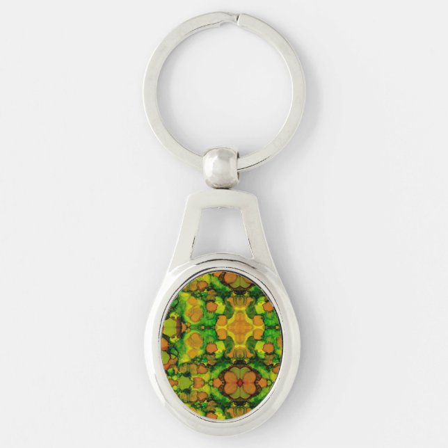 Amber Grove Ovalt Silverfärgad Nyckelring (Framsidan)