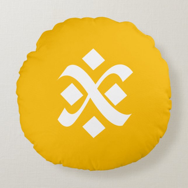 Amber Gult Uniform Solid Boho Färg Rund Kudde (Framsidan)