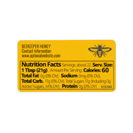 Amber Honung Nutrition Facts and Bebiodling Info Adressetikett