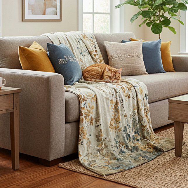 Amber meadow floral fleecefilt (Skapare uppladdad)