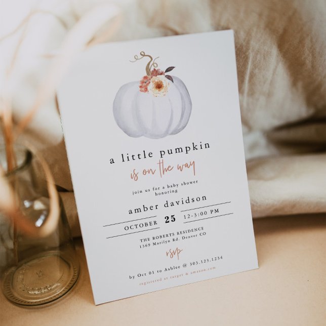 AMBER Modern Rustic Little Pumpkin Baby Shower Inbjudningar (Skapare uppladdad)