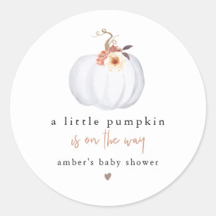AMBER Modern Rustic Little Pumpkin Baby Shower Runt Klistermärke