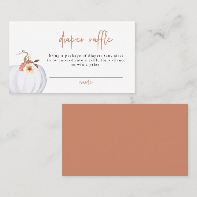 AMBER Modern Rustic Little Pumpkin Diaper Raffle Placeringskort (Fram/baksida)