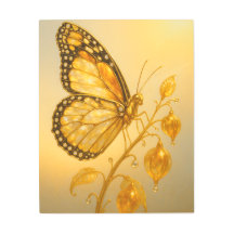 Amber Monarch Butterfly Luxury Metal Wall Art