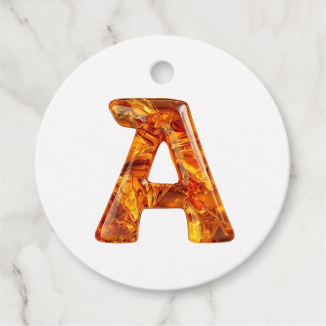 Amber Monogram A-ornament - Anpassadets utformning Gåvor Etiketter (Framsida)