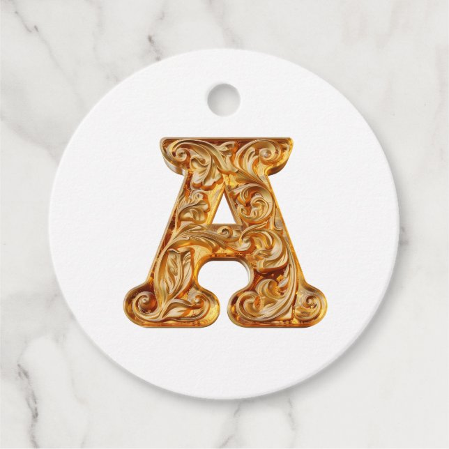 Amber Monogram A-ornament - Anpassadets utformning Gåvor Etiketter (Framsida)