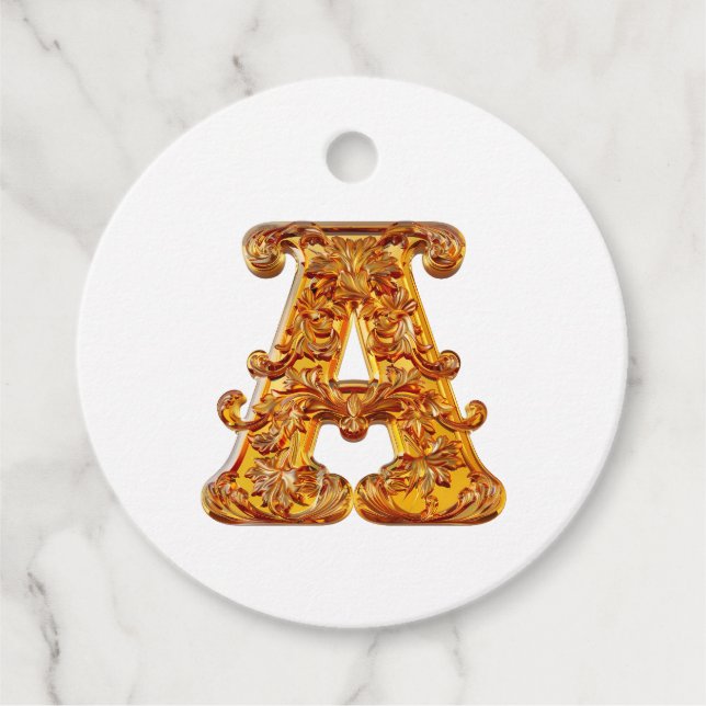 Amber Monogram A-ornament - Anpassadets utformning Gåvor Etiketter (Framsida)