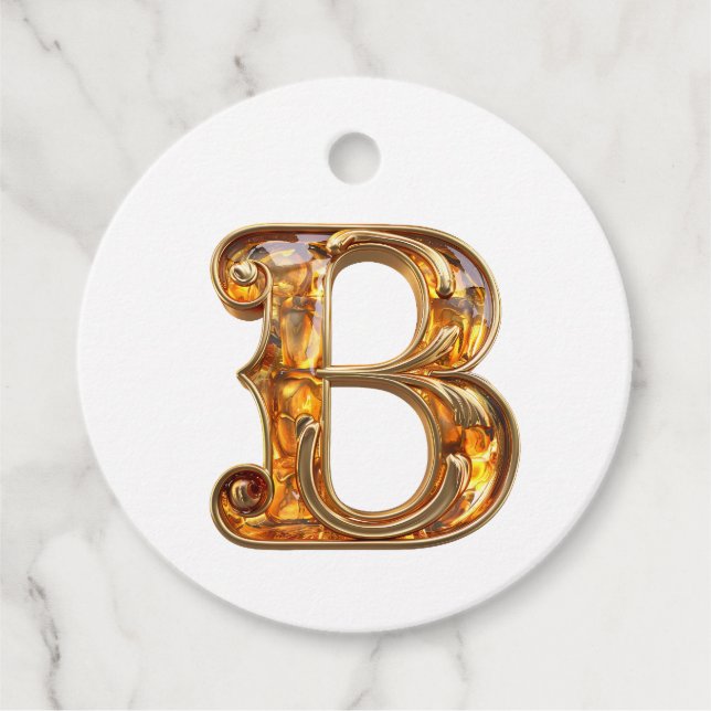 Amber Monogram B-ornament - Anpassadets utformning Gåvor Etiketter (Framsida)