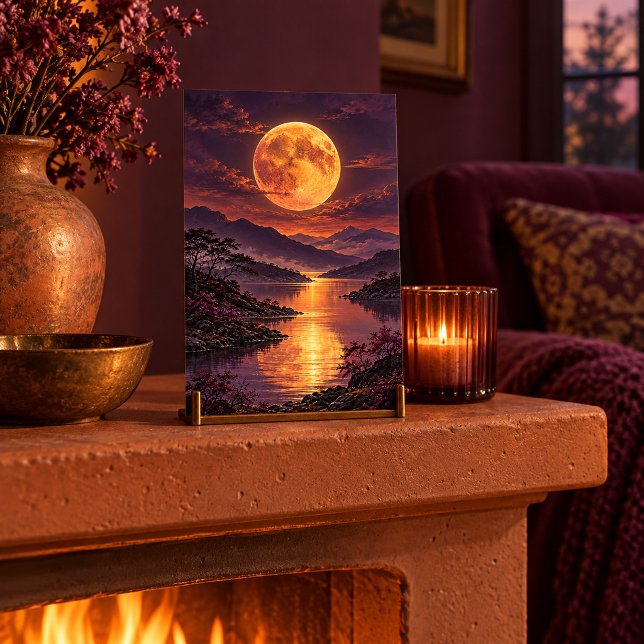 Amber Moonrise Konsttryck Poster (4 x 6 inch unframed semi-gloss print. Flat printed artwork. Styled scene; props not included.)
