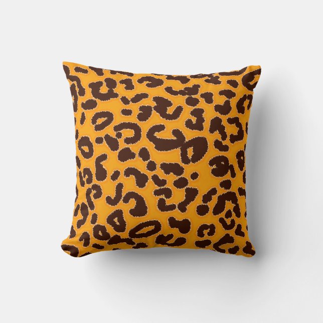 Amber Orange Leopard "animal print" Kudde (Framsida)