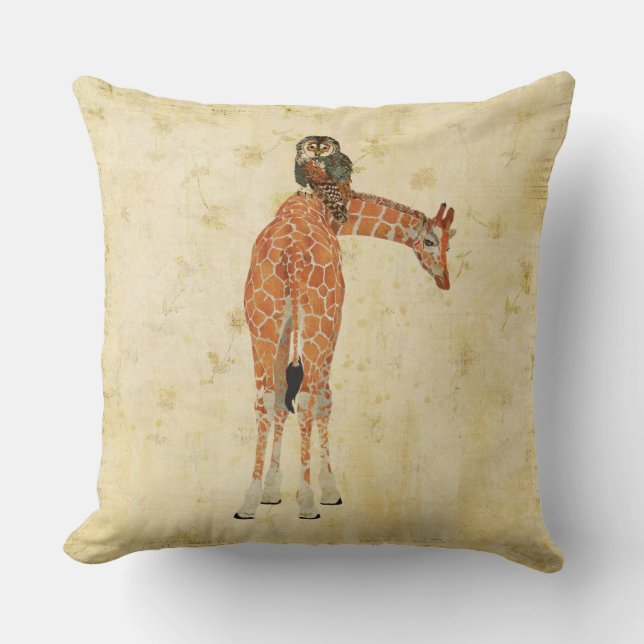 Amber Ornate Giraff & Uggla Blommig Kudd Kudde (Framsida)