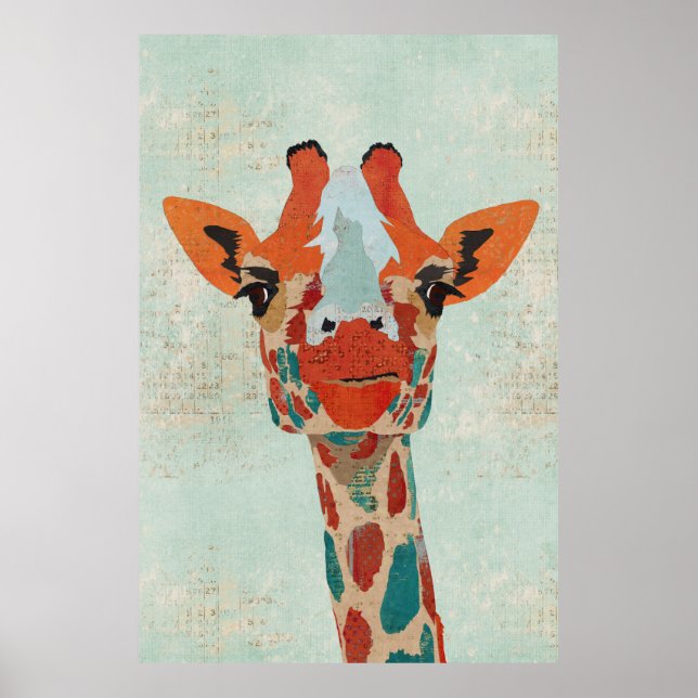 Amber Peeking Giraffe Art Poster (Framsidan)