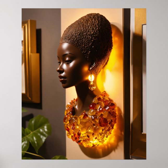 Amber Resin Sskulpture - Elegant Wall Sconce Poster (Framsidan)