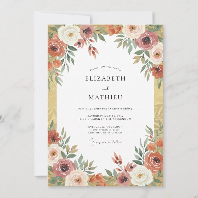 Amber Rik Skördsbröllop Inbjudningar (Framsida)