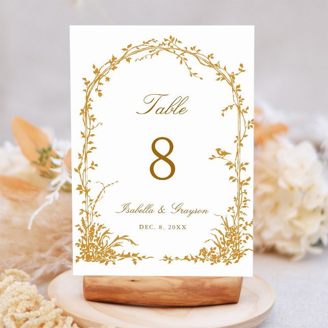 Amber Romantic Botanical Arch Garden Wedding Bordsnummer (Skapare uppladdad)