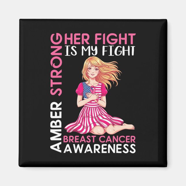 Amber Strong Breast Cancer Awareness Hennes kamp ä Magnet (Framsidan)