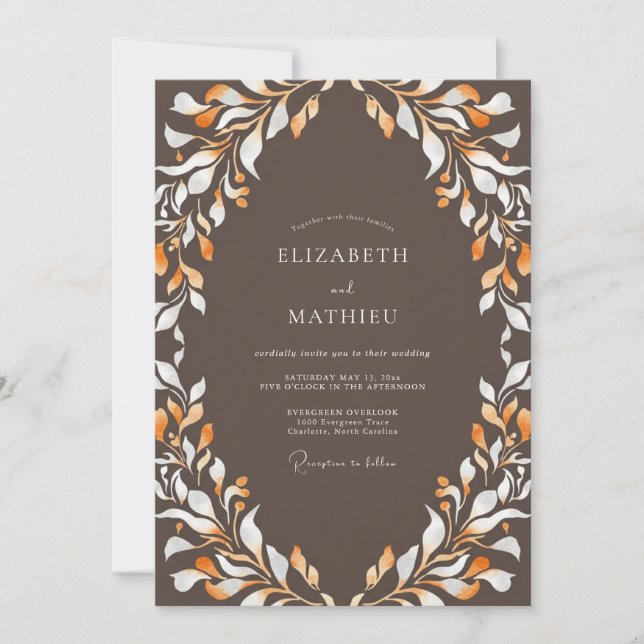 Amber Taupe Löv Bröllop Inbjudningar (Framsida)