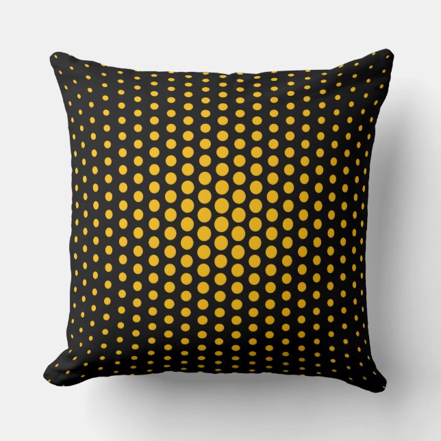 Amber Techno Dots Modern Black Kudde (Framsida)