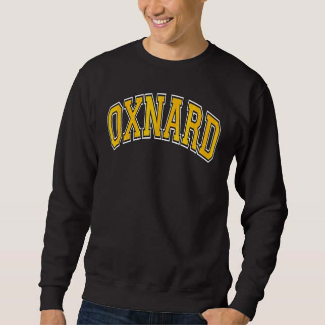 Amber Text från Oxnard California Ca Varsity Stil Lång Ärmad Tröja (Framsida)