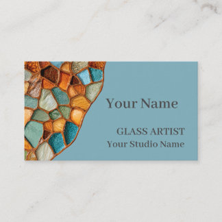 Amber Turquoise Stained Glass Business Card Visitkort