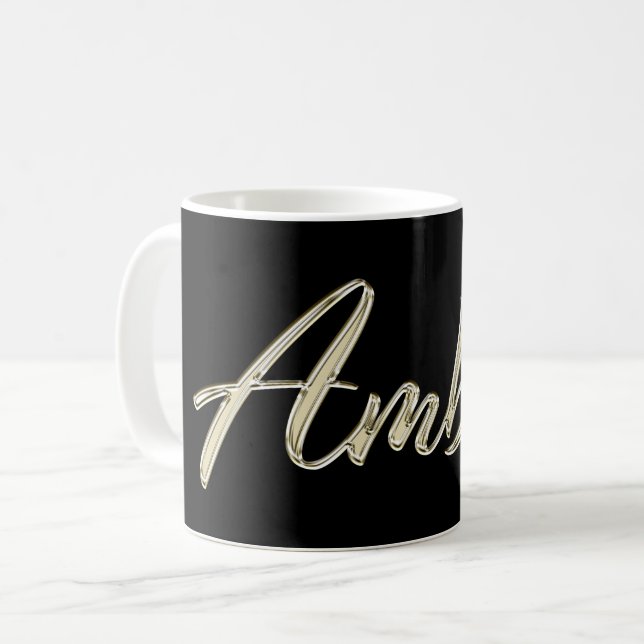 Amber white gold Handwriting Tasse Kaffeetasse Kaffemugg (Framsida vänster)