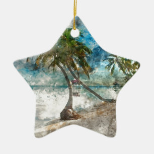 Ambergris Caye Belize Travel Destination Julgransprydnad Keramik