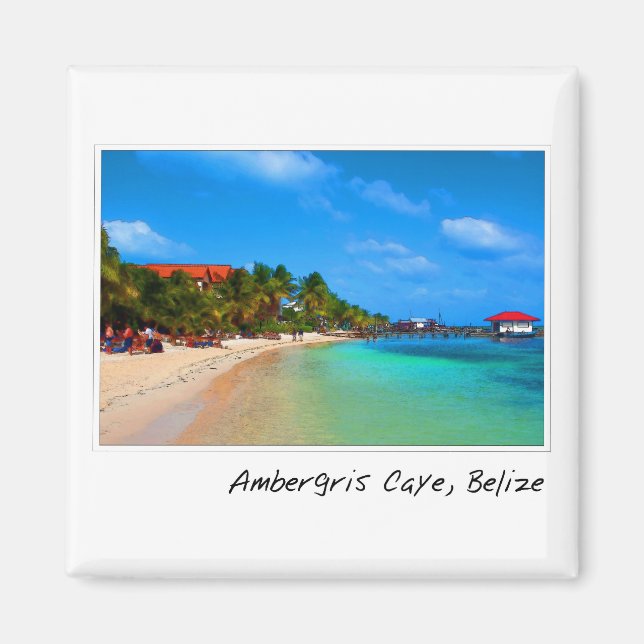Ambergris Caye Belize Travel Destination Magnet (Framsidan)