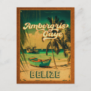 Ambergris Caye Belize Vintage Handflatan Träd Souv Vykort