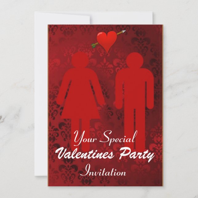 Ambiera Red Valentines day Party Inbjudningar (Framsida)