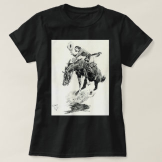 AmbiguiTee Art Western Rodeo Cowgirl Riding T Shirt