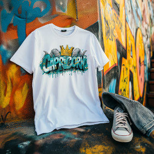 Ambious Capricorn Zodiac Graffiti Airbrush T Shirt